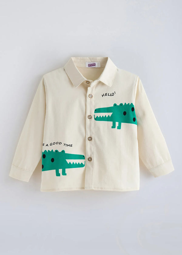 Kids Cartoon Printed Cotton Shirt & Denim Cargo Pants Co-Ord Set | Premium 2-Piece Casual Outfit for Boys & Girls