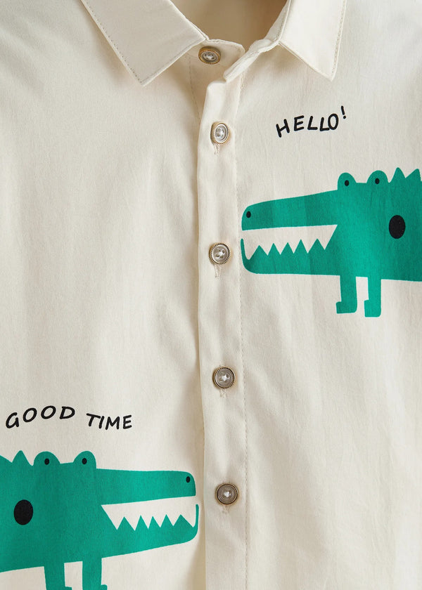 Kids Cartoon Printed Cotton Shirt & Denim Cargo Pants Co-Ord Set | Premium 2-Piece Casual Outfit for Boys & Girls