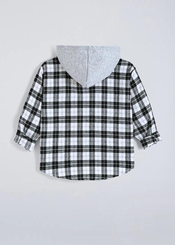 Kids Hooded Checkered Shirt & Denim Jogger Pants Co-Ord Set | Premium 2-Piece Casual Outfit for Boys & Girls