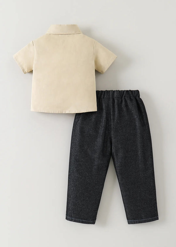 Kids Cartoon Polo Shirt & Denim Pants Co-Ord Set | Premium 2-Piece Casual Outfit for Boys & Girls