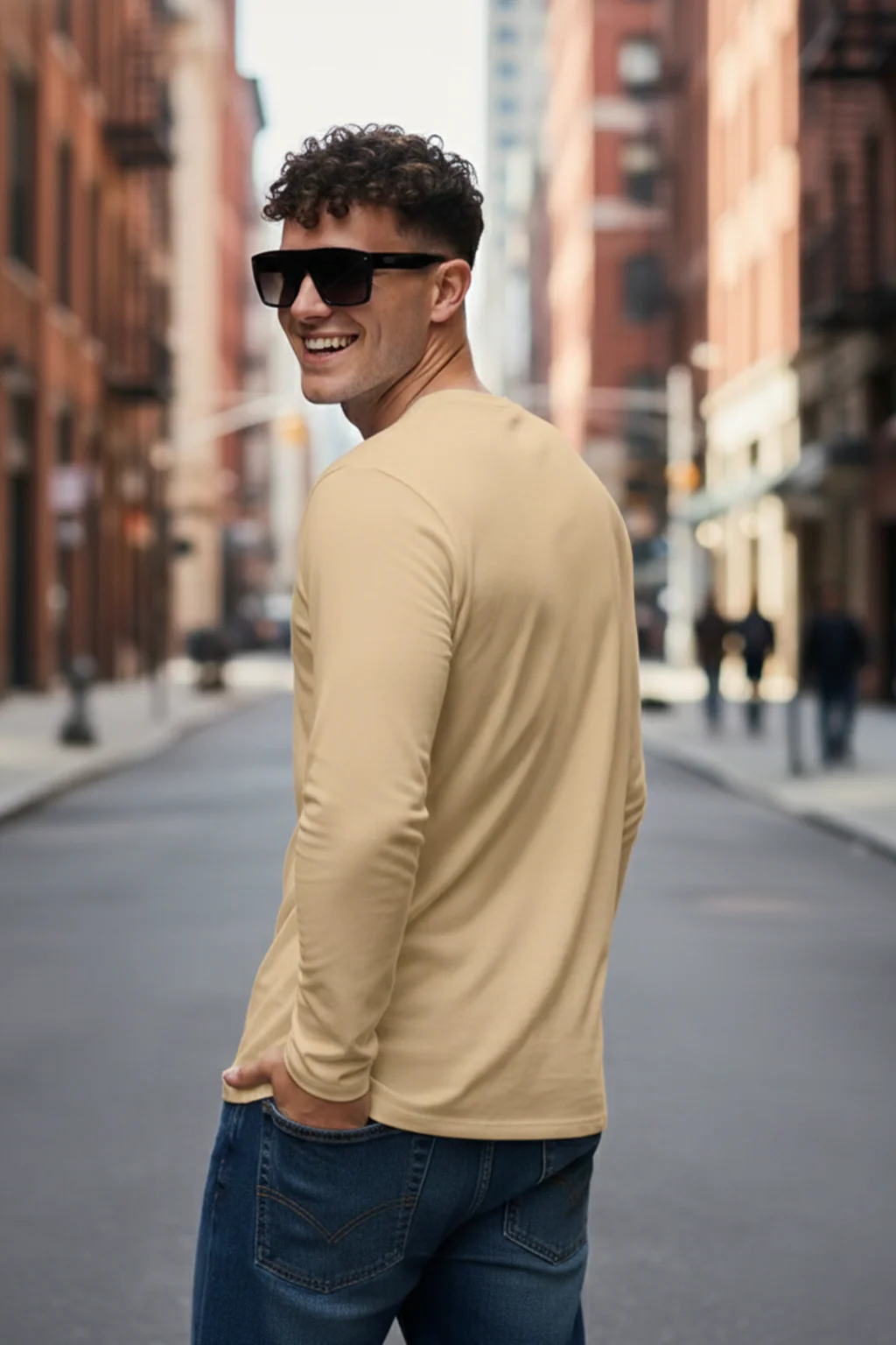 Atronic Men's Beige Champions Kickoff Printed Full Sleeve T-Shirt | Premium Round Neck Casual Graphic Tee
